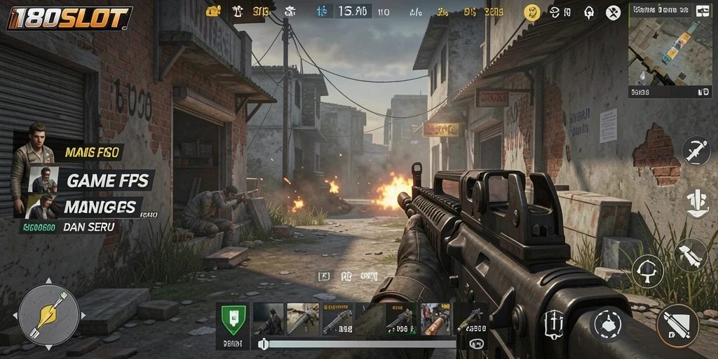 Screenshot menunjukkan adegan pertempuran seru dalam game FPS.