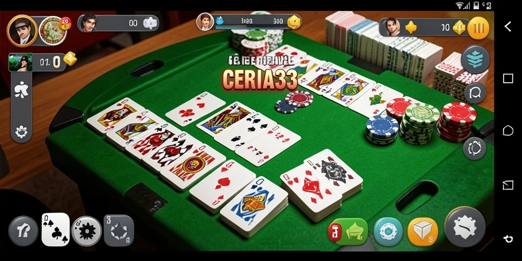 Tangkapan layar CERIA33 menampilkan gameplay Gaple yang mendebarkan.