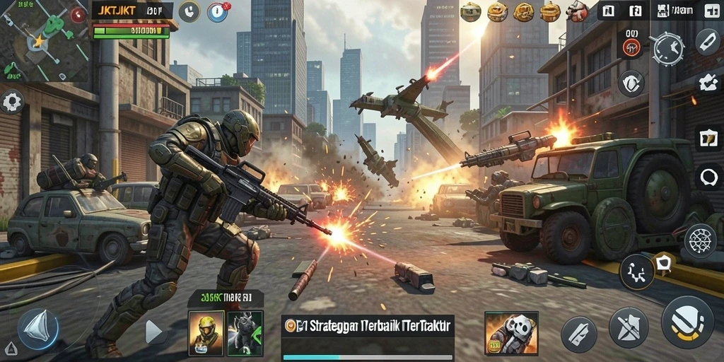 Tampilan gameplay taktis yang menarik dalam JKTJKT.