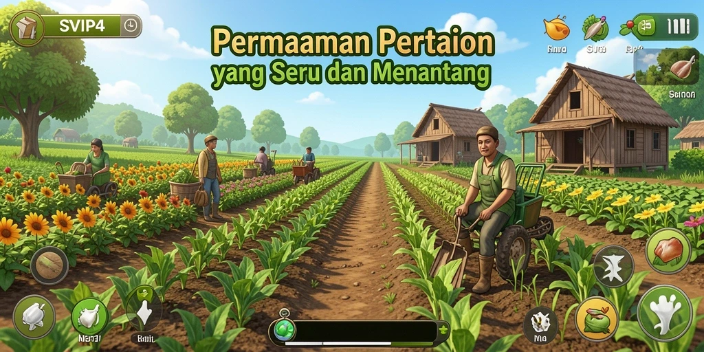 Gameplay SVIP4 memperlihatkan aktivitas bertani yang menyenangkan.