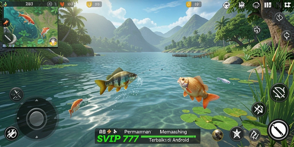 Tampilan gameplay menakjubkan dalam SVIP777, menunjukkan aksi memancing yang mendebarkan.