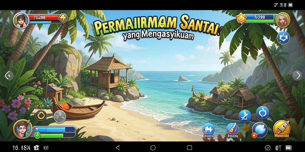 Screenshot TO288 menampilkan gameplay yang ceria dan penuh warna.