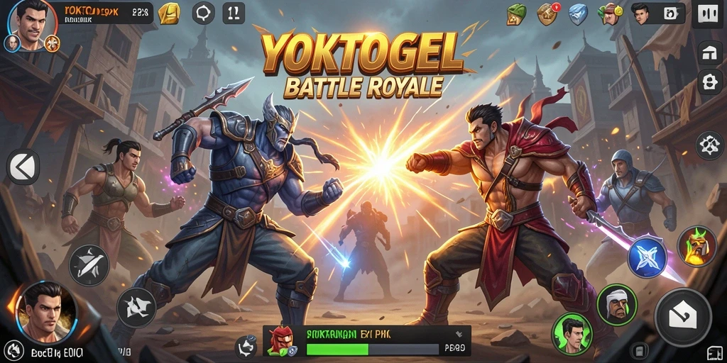 Tangkapan layar utama YOKTOGEL menunjukkan aksi pertempuran seru dalam mode Battle Royale.