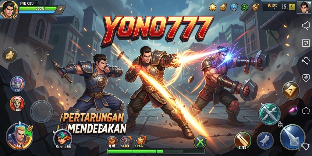Tangkapan layar utama YONO777 menampilkan aksi pertarungan yang mendebarkan.