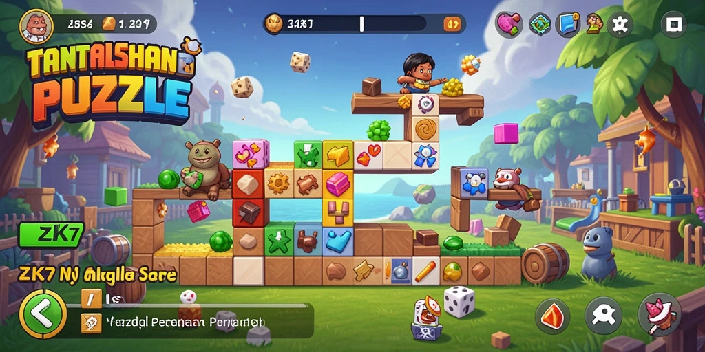 Screenshot gameplay ZK7 menampilkan potongan puzzle yang harus disusun.